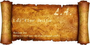 Löfler Anita névjegykártya